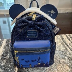NWT Disney Minnie Mouse Main Attraction Peter Pan MMA Sequin Backpack Lmt Ed